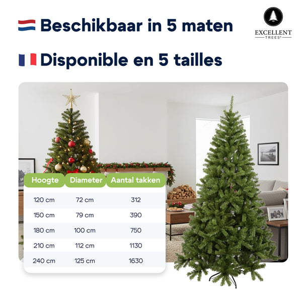 Excellent Trees® Oppdal 180 cm - Slanke kunstkerstboom - ⌀100cm - 180cm