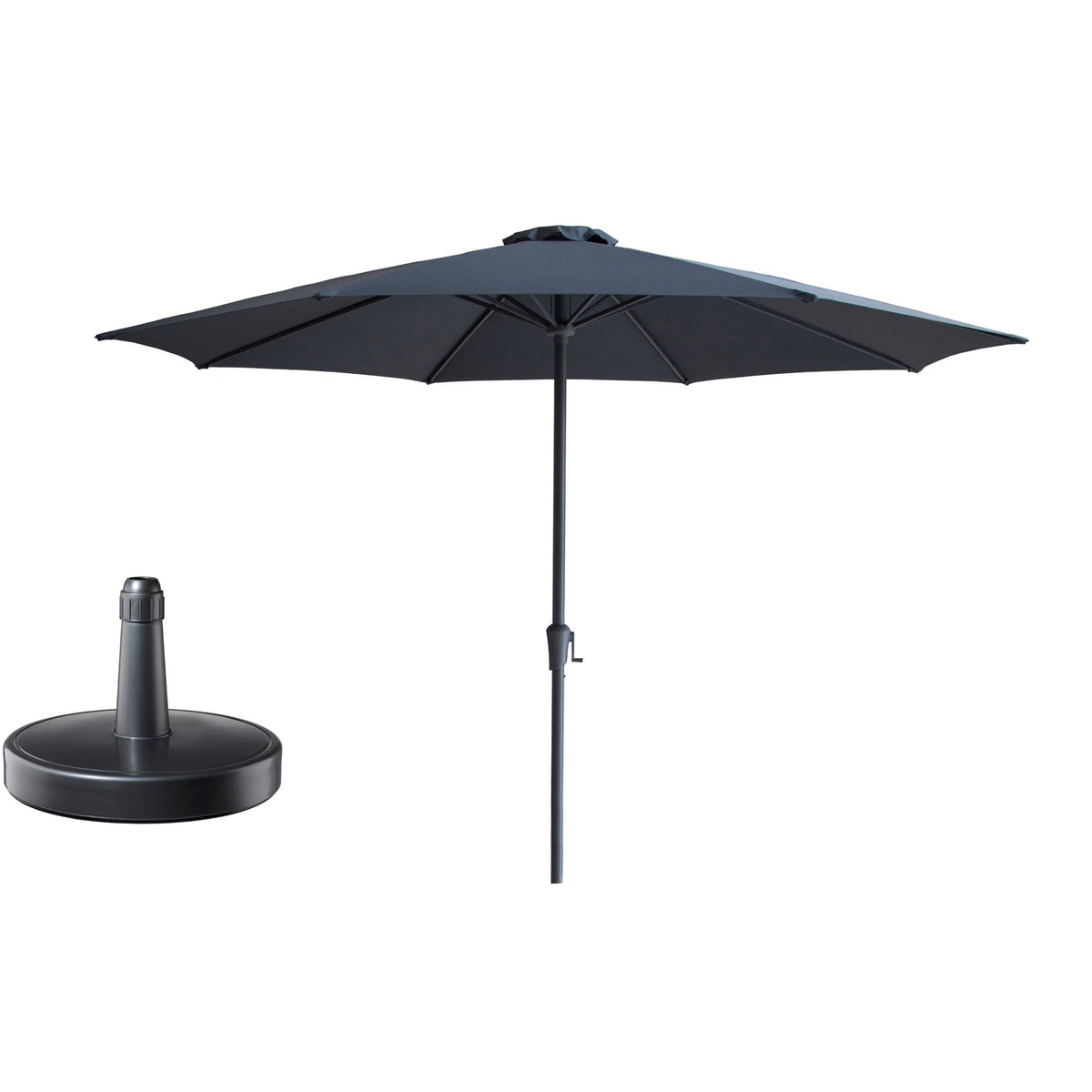 Kopu® Set Madrid 350 cm Grote Parasol Rond met Beschermhoes en Parasolvoet - Grijs