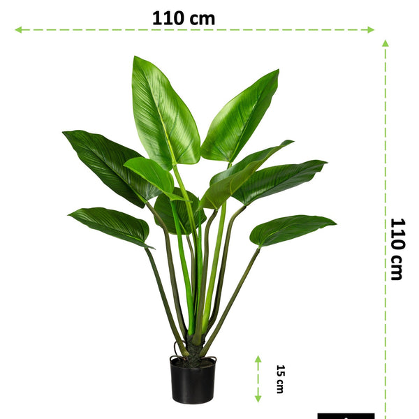 Kopu® Kunstplant Philodendron 110 cm - 9 bladeren - in zwarte pot