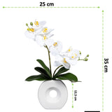 Kopu® Kunstbloem Witte Orchidee 35 cm in mooie witte Vaas - Phalenopsis