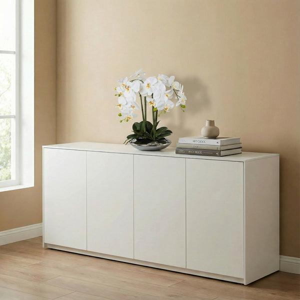 Kopu® Kunstplant Orchidee 4 takken 41cm in Zilveren Schaal  - Wit
