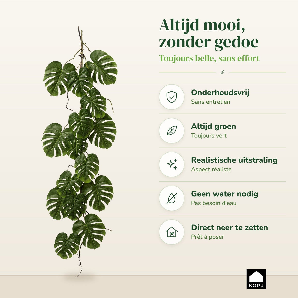 Kopu Hangplant Split Philodendron 119 cm - Macramé Plantenhanger Xl