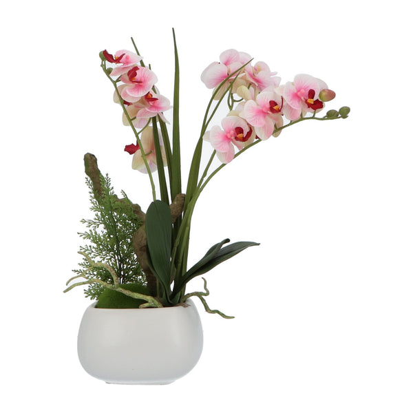 Kopu® Kunstbloem Orchidee 46 cm Lila Bloempot Vierkant - Phalaenopsis