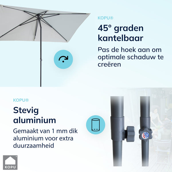 Kopu® Leon Parasol Rechthoek 150x250 cm - met Hoes en Voet - Creme