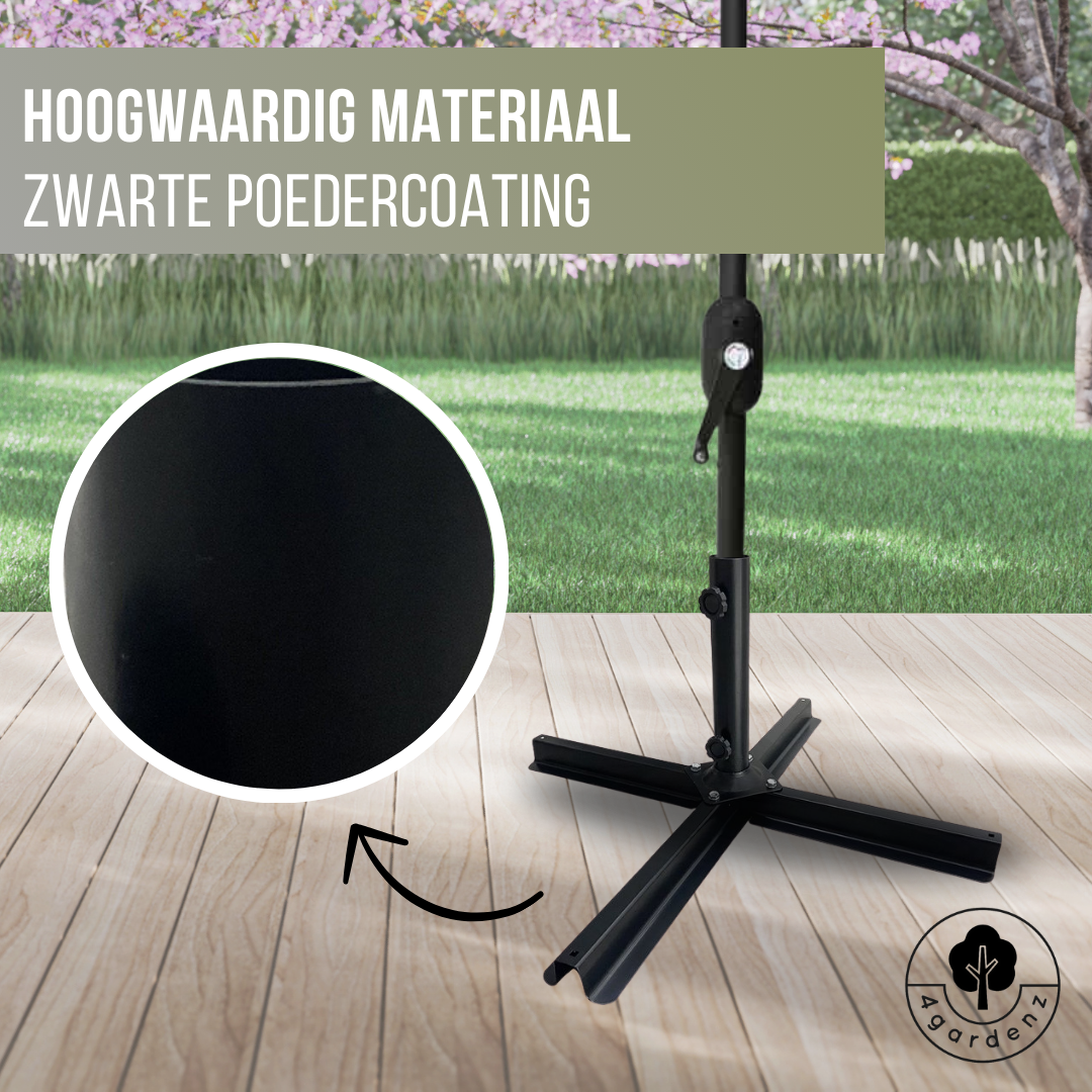 4gardenz® Parasol Kruisvoet voor Verzwaringstegels 77x77x31 cm - Zwart