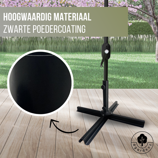 4gardenz® Parasol Kruisvoet voor Verzwaringstegels 77x77x31 cm - Zwart