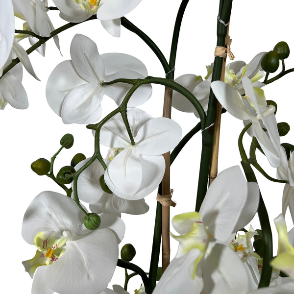 Kopu® Kunstbloem Orchidee 110 cm Wit Bloempot Rond - Phalaenopsis