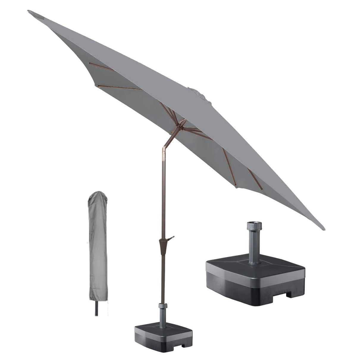 Kopu® Altea Parasolset Vierkant 230x230 cm met Hoes en Voet - Lichtgrijs