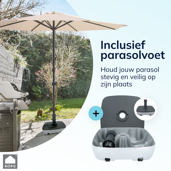 Kopu® Valencia Parasol Rond 300 cm met Beschermhoes en Voet - Creme