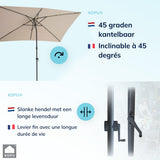 Kopu® Sevilla Parasol Rechthoek 200x300 cm met Hoes en voet - Creme