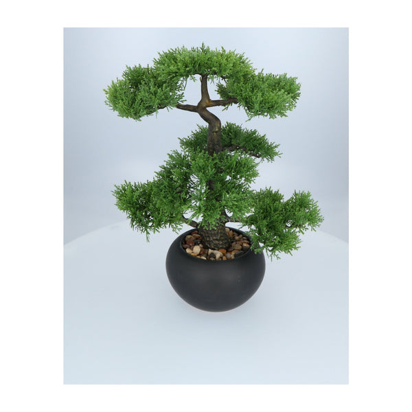 Kopu® Kunstplant Bonsai Ceder 48 cm met zwarte Pot - Bonsai boompje