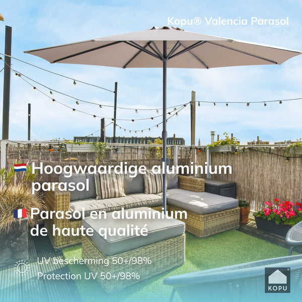 Kopu® Valencia Parasol Rond 300 cm met Beschermhoes - Taupe