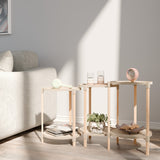 Fixwood 2-Laags Plantenstandaard Set van 3 – Massief Hout & Kunststof – Modern Bloemenrek – Plantenhouder Binnen – Scandinavisch Design – Beige – 2-Tier Plant Stand