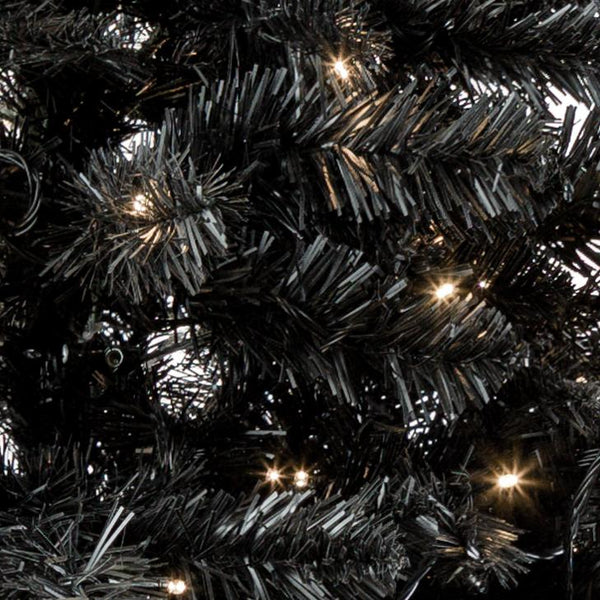 Excellent Trees® Stavanger Black 210 cm Zwarte Kerstboom met Verlichting -  500 LED Lampjes
