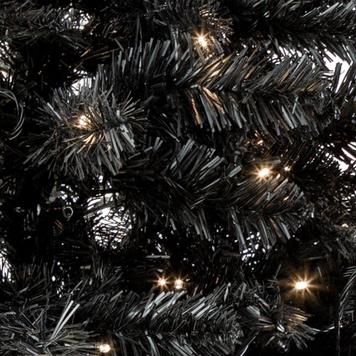 Excellent Trees® Stavanger Black 210 cm Zwarte Kerstboom met Verlichting -  500 LED Lampjes