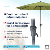 Kopu® Madrid 350 cm Grote Parasol Rond met Beschermhoes - Olijfgroen