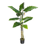 Kopu® Kunstplant Colocasia 140 cm - 8 bladeren - in zwarte pot