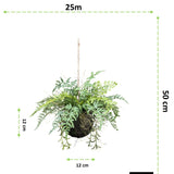 Kopu® Kunstplant BOL met diverse Varen Hangplanten 25 cm - Groen