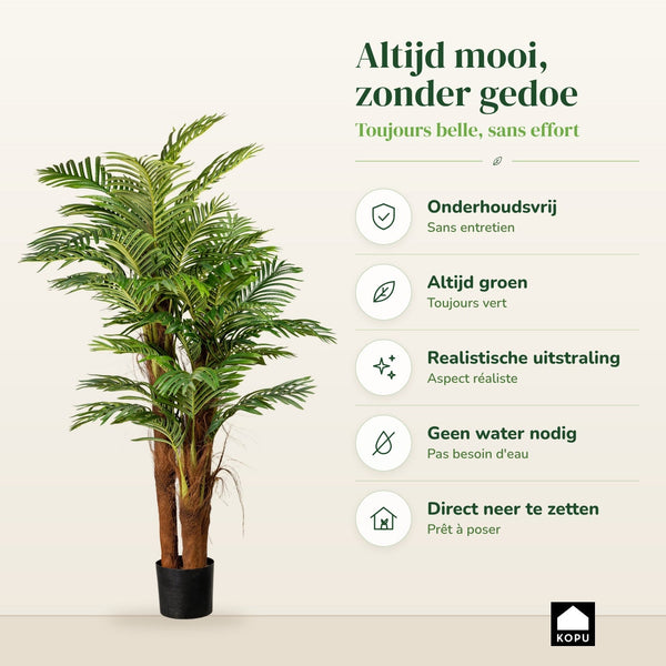 Kopu® Kunstplant Arecapalm 160 cm 3 Stammen - zwarte pot - Nepplant