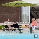 Kopu® Madrid 350 cm Grote Parasol Rond met Beschermhoes - Olijfgroen