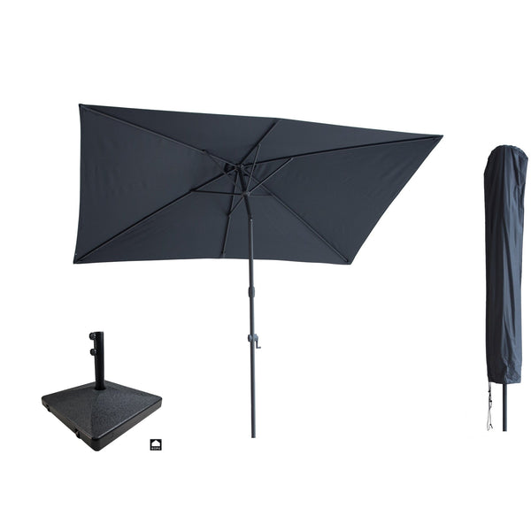 Kopu® Sevilla Parasol Rechthoek 200x300 cm met Hoes en Voet Grijs
