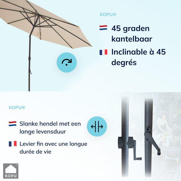 Kopu® Valencia Parasol Rond 300 cm met Beschermhoes - Creme