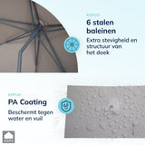 Kopu® Leon Parasol Rechthoek 150x250cm met Hoes - Hoogteverstelbaar - Taupe