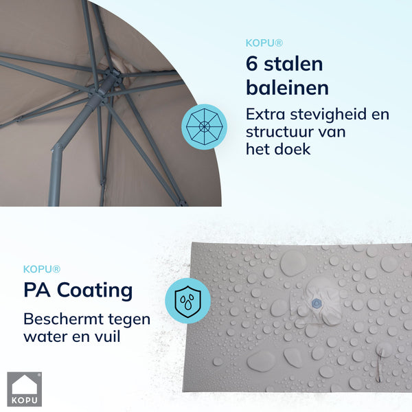 Kopu® Leon Parasol Rechthoek 150x250cm met Hoes - Hoogteverstelbaar - Taupe