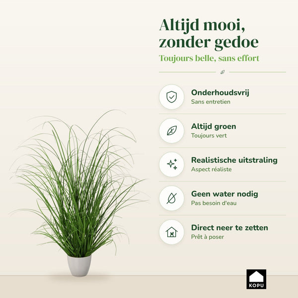Kopu® set 3 stuks kunstplanten Grasplant 40-50-60 cm in Witte Sierpot