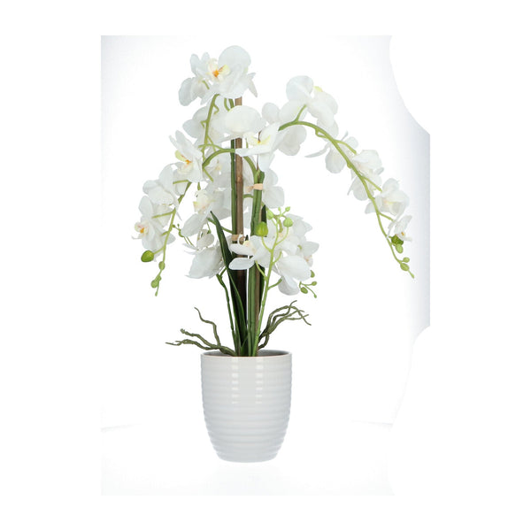 Kopu® Kunstbloem Orchidee 67 cm Wit In Bloempot Rond - Phalaenopsis