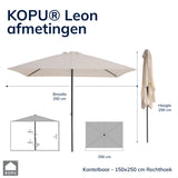 Kopu® Leon Parasol Rechthoek 150x250 cm - Balkonparasol met Hoes - Creme