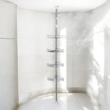 Telescopisch Doucherek - Verstelbaar 70-275 cm - 4 Mandjes - Bevestigen zonder Boren of Schroeven - Hoek Rek voor in de Douche