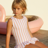 Badpak Gestreept Roze Wit met Ruches Meisjes