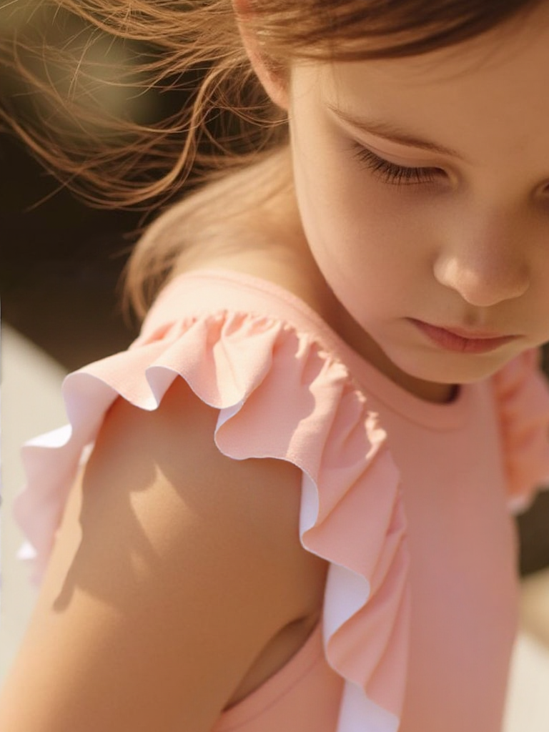 Badpak Korte Mouw Licht Roze met Ruches Meisjes | Maat 1-6 Jaar