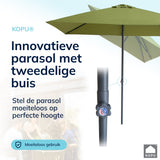 Kopu® Leon Parasol Hoogteverstelbaar 150x250cm met Hoes - Olijfgroen