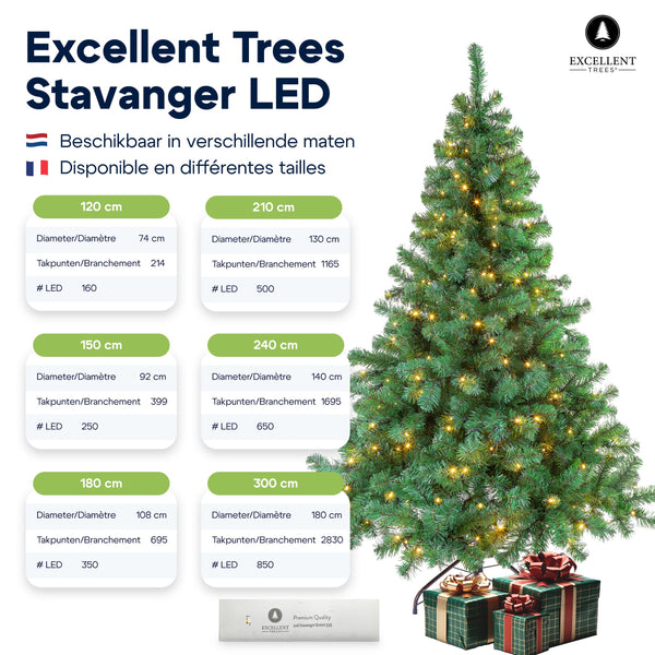 Kerstboom Excellent Trees® LED Stavanger Green 180 cm met verlichting - nu met Gratis Opbergtas t.w.v. € 27.95