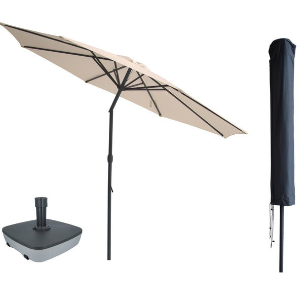 Kopu® Valencia Parasol Rond 300 cm met Beschermhoes en Voet - Creme