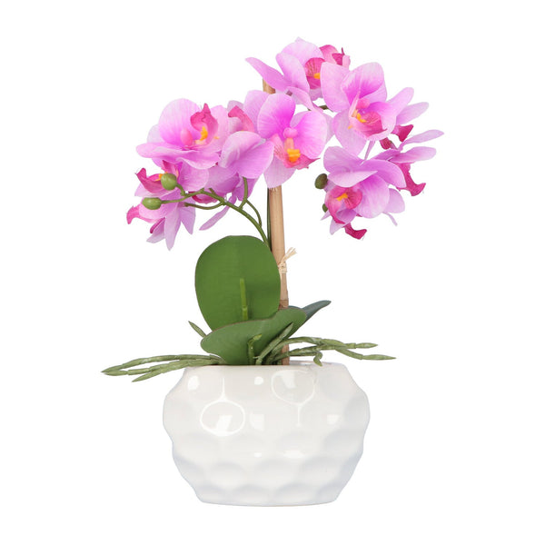 Kopu® Kunstplant Orchidee 33 cm in witte Sierpot 13x9cm - Roze