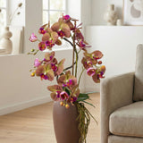 Kopu® Kunstbloem Orchidee 70 cm Paars in bruine Vaas - Phalenopsis