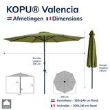 Kopu® Valencia Parasol Rond 300 cm met Beschermhoes - Olijfgroen