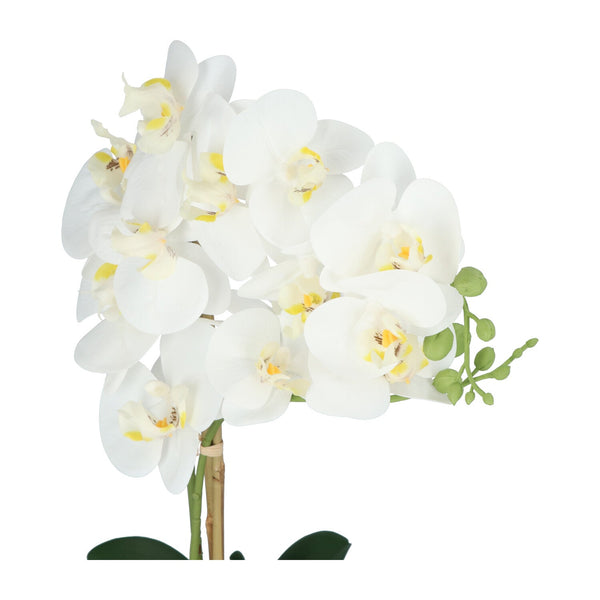 Kopu® Kunstbloem Orchidee 60 cm Wit met cement Sierpot - Phalenopsis