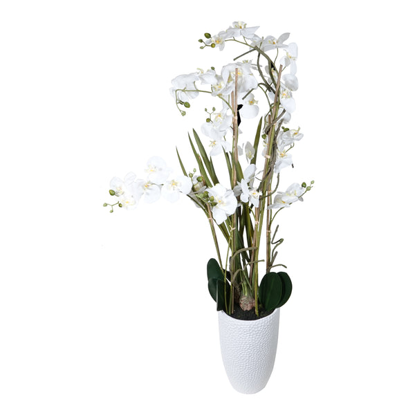 Kopu® Kunstplant Orchidee 160 cm Wit in Hoge Bloempot - Phalaenopsis