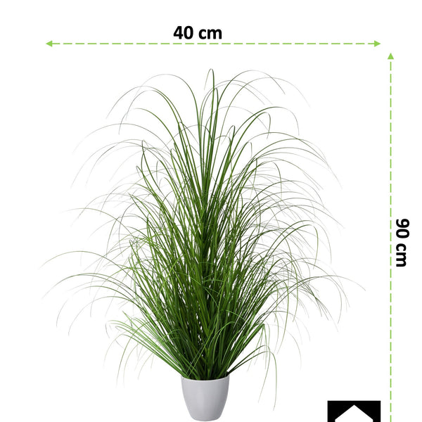 Kopu® Kunstplant Zegge Grasplant 90 cm - in Witte Sierpot - Nepplant
