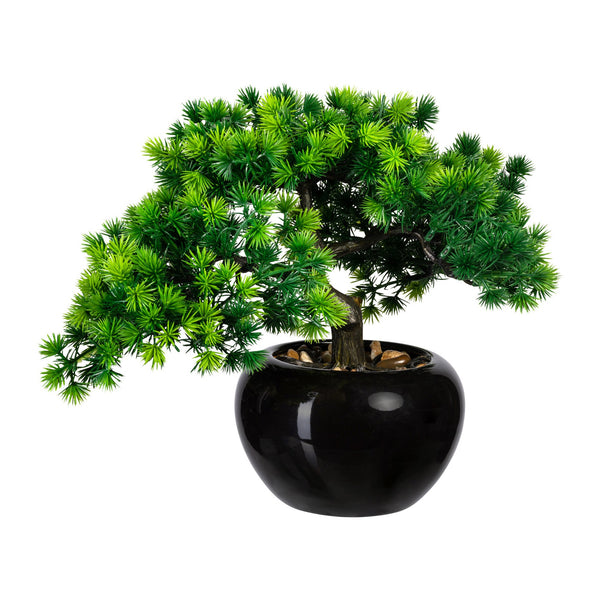 Kopu® Kunstplant Bonsai Lariks 26 cm met zwarte Pot - Bonsai boompje