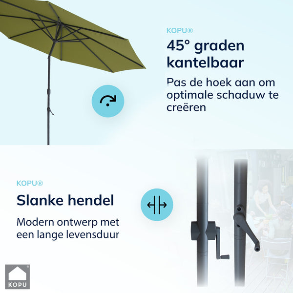 Kopu® Valencia Parasol Rond 300 cm met Beschermhoes - Olijfgroen