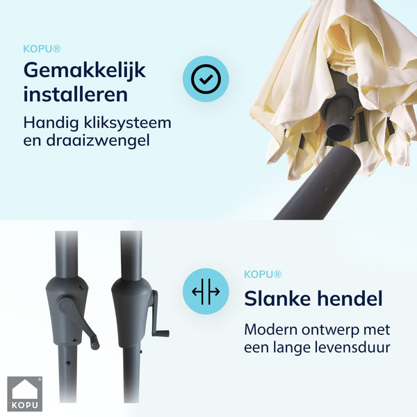 Kopu® Madrid grote Parasol Rond 350 cm met Beschermhoes en Parasolvoet - Creme