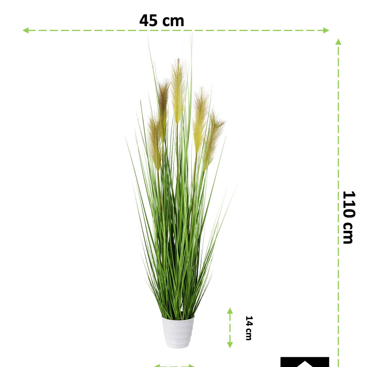 Kopu® Kunstplant Pampusgras 110 cm - 5 pluimen - in witte pot