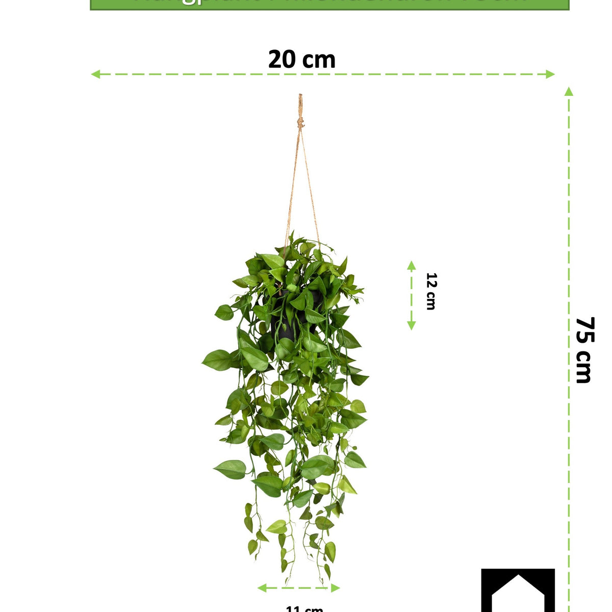 Kopu® Hangplant Philodendron 75 cm - Macramé Plantenhanger met Pot
