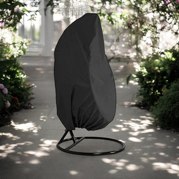 Beschermhoes Hangstoel Egg - Zwart - 190 x 115 cm - Waterproof - Universeel model - Hoes van Egg Chair - Waterdichte Beschermer voor Egg Stoel met Standaard