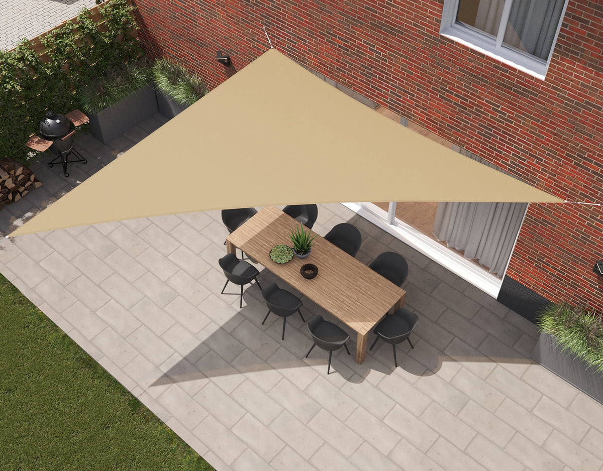 Kopu® Schaduwdoek Driehoek 5x6x7,8 mtr 230 grams Waterdicht - Zand
